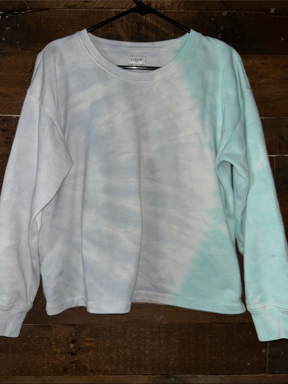 J. Crew Light Blue and White Tie-Dye Crewneck Sweater